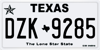 TX license plate DZK9285