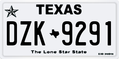 TX license plate DZK9291