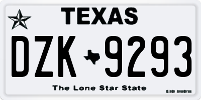 TX license plate DZK9293