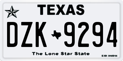 TX license plate DZK9294