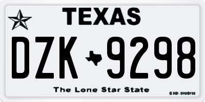 TX license plate DZK9298