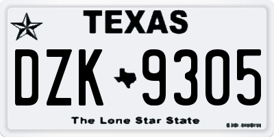 TX license plate DZK9305