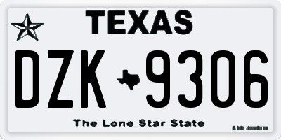 TX license plate DZK9306