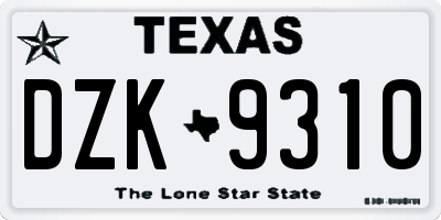 TX license plate DZK9310