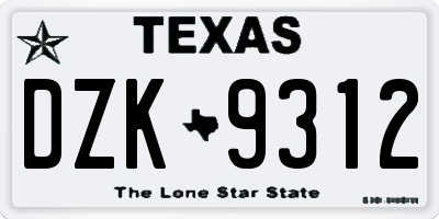TX license plate DZK9312