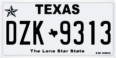 TX license plate DZK9313