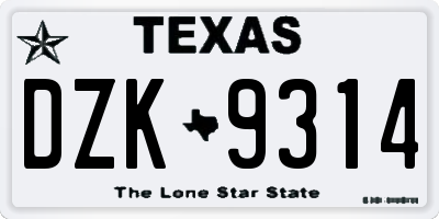 TX license plate DZK9314
