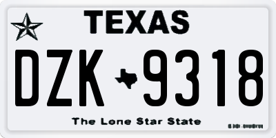 TX license plate DZK9318