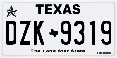 TX license plate DZK9319