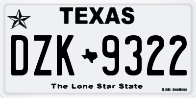 TX license plate DZK9322