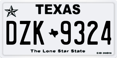 TX license plate DZK9324