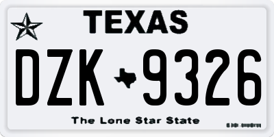 TX license plate DZK9326