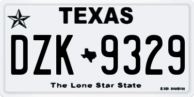 TX license plate DZK9329