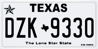 TX license plate DZK9330