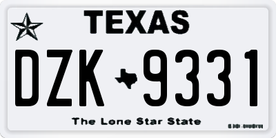 TX license plate DZK9331