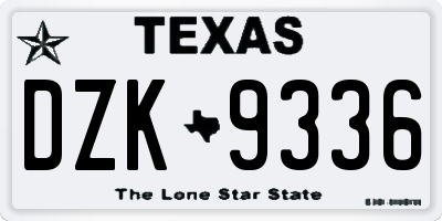 TX license plate DZK9336