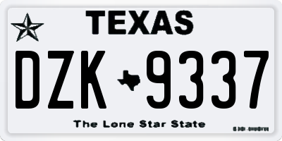 TX license plate DZK9337