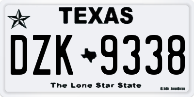 TX license plate DZK9338