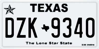 TX license plate DZK9340