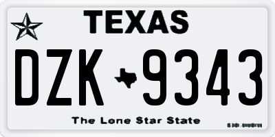 TX license plate DZK9343