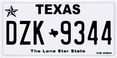 TX license plate DZK9344