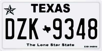 TX license plate DZK9348