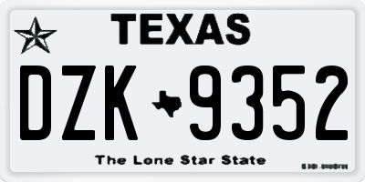 TX license plate DZK9352