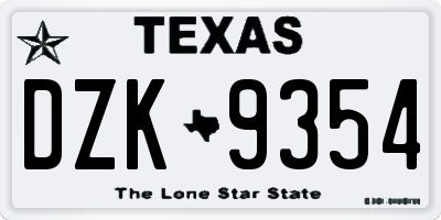 TX license plate DZK9354