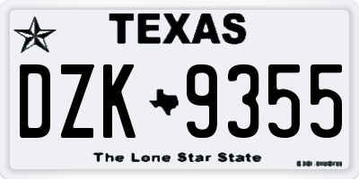 TX license plate DZK9355