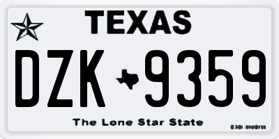 TX license plate DZK9359