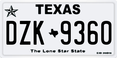 TX license plate DZK9360