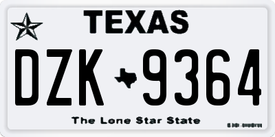 TX license plate DZK9364