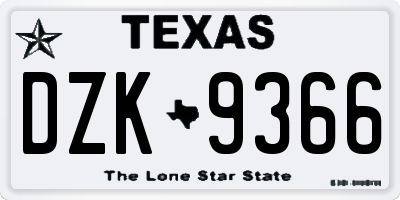 TX license plate DZK9366