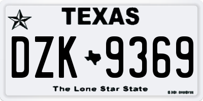 TX license plate DZK9369