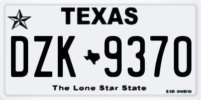 TX license plate DZK9370