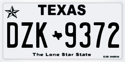 TX license plate DZK9372