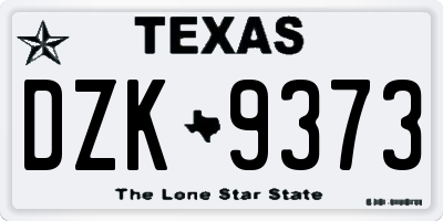 TX license plate DZK9373