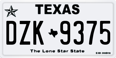 TX license plate DZK9375