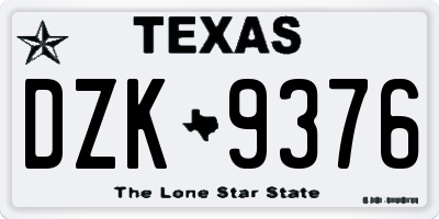 TX license plate DZK9376