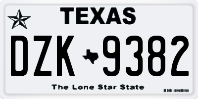 TX license plate DZK9382