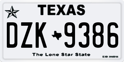 TX license plate DZK9386