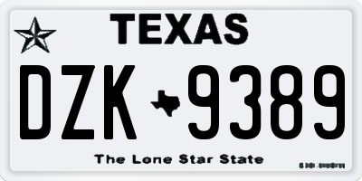 TX license plate DZK9389
