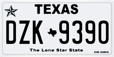 TX license plate DZK9390