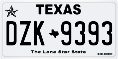 TX license plate DZK9393