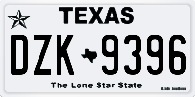 TX license plate DZK9396