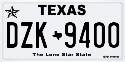 TX license plate DZK9400