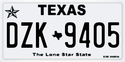 TX license plate DZK9405