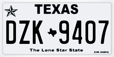 TX license plate DZK9407