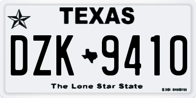 TX license plate DZK9410