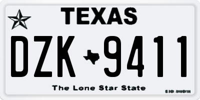 TX license plate DZK9411